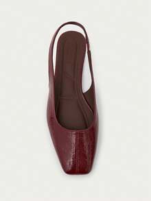 Nöista Burgundy Crinkled Patent Slingback Flat With A Pointed Toe And Minimalist Silhouette For An Elegant, Modern Look. - Burgundy - View 1