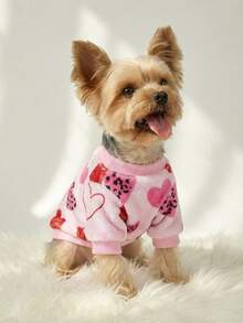 PETSIN 1 Pc Warm Dog/Cat Fleece With Pink Leopard Print Heart Pattern, Suitable For Pets - Multicolor - View 10
