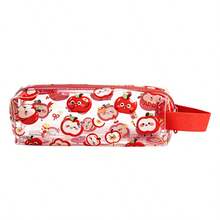 1 pieza Estuche de lápiz de PVC con diseño de capibara - Bolsa con cremallera de una sola capa de gran capacidad - Bolsa de bolígrafos impermeable para la escuela y la oficina - Rojo - Ver 4