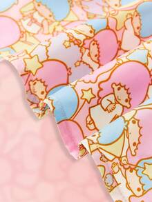 HELLO KITTY AND FRIENDS | SHEIN 女嬰網紗泡泡袖全印花連衣裙 - 彩色 - 查看 6
