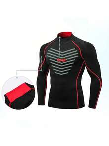 Gym Rark Men's Contrast Color Striped Slim Fit Long Sleeve Sports T-Shirt - Black - View 1