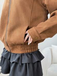 FRIFUL Women's Autumn/Winter Fashion Vintage Jacket - Khaki - View 5