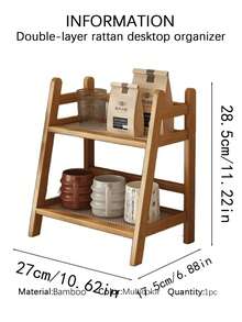 A Creative Double-Layer Rattan Desktop Storage Rack That Can Store Cups, Coffee, Snacks, Water Bottles, And Small Ornaments. - Multicolor - View 8