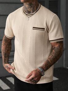 Manfinity Homme Men's Colorblock Casual Versatile Daily Wear Short Sleeve T-Shirt - Apricot - View 3