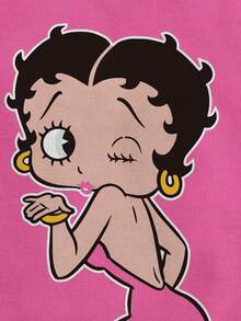 Betty Boop x SHEIN 女款卡通印花休閒百搭細肩帶背心 - 白色 - 查看 4