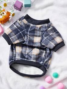 PETSIN 1 Piece Of Three Teddy Bear Plaid Flannel Pet , Black Flannel Thick Warm Pet Clothing - Multicolor - View 8