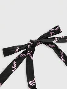Mean Girls | ROMWE Letter & Lip Print Black & Pink Women's Halter Tank Top - Multicolor - View 3