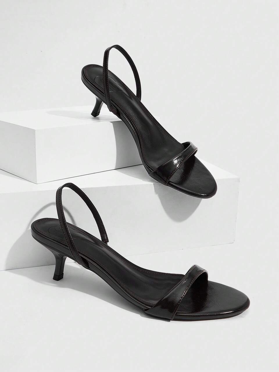 CUCCOO SZL Women's Summer High Heel Sandals 5.5CM Dark Brown Kitten Heel High Heels Party Commute Travel Date Fashion Versatile Women's High Heels