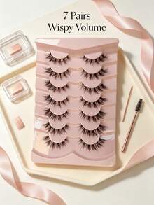 7 Pairs New Cat Eye False Eyelashes, Natural Slender Faux Mink Lashes With Clear Band, Flared Outer Corner Design For Eye Lengthening, Makeup Cosmetic Eyelash Extensions - Cat Eye Lashes - View 6