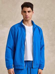 Men's Casual Sports Zip-Up Jacket & Shorts Set, Gym, Tennis, Fall - Blue - View 4