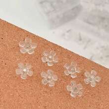 30Pcs/50Pcs/100Pcs Transparent Flower Shaped Push Pins, Five-Petal Flower Design Office Decorative Thumbtacks, Plum Blossom Shape Pins, Back To School Supplies - Multicolor - View 2