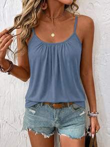 Comfylo 3 piezas de camisolas holgadas con fruncido para mujer de talla grande con tirantes ajustables, adecuadas para primavera y verano - Multicolor - Ver 3