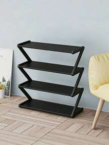 1PC Z Shaped Shoe Rack Plastic Floor Standing Storage Shelf Multi Function High Capacity Easy Assemble Organizer For Home Dorm Living Room Bedroom Space Saving - Multicolor - View 4