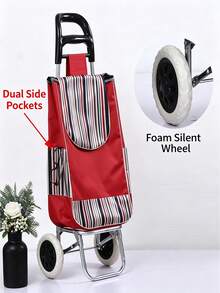 Shopping And Grocery Cart, Household Climbing Shopping Cart, Grocery Cart, Small Trolley, Folding Portable Grocery Cart. - Multicolor - View 12