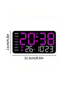 Teckwe Large-Screen LED Digital Wall Clock ,USB Power Supply, Dual Alarms, Temperature And Date/Week, Adjustable Brightness, ℃/℉ Switch, Minimalist Design, Suitable For Home And Office Use(Battery Not Included) - multicolor - View 7