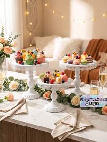 1 Buah Stand Kue Putih Elegan Berhiaskan Renda, Set Pajangan Kue Logam untuk Piring Dessert dan Cupcake, Cocok untuk Natal, Ulang Tahun, Pesta, Pernikahan, Perayaan - MultiWarna - View 2
