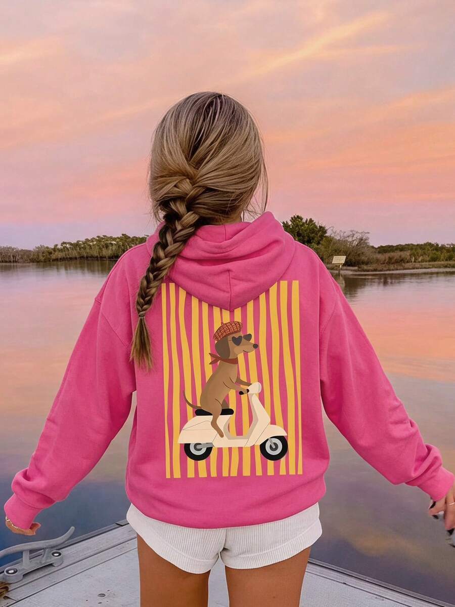 Tween Girl Casual Cartoon Print Sweatshirt - Multicolor - View 1
