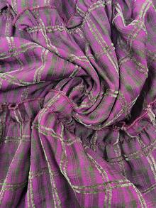 Freevana Plus Size Ruffle Hem Summer Casual Plaid Shirt - Purple - View 8