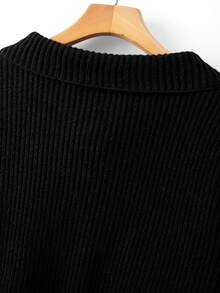 GlowEve CURVE Plus Size Casual Zip-Up Pullover Sweater With Reversible Collar And Long Sleeves Winter - Black - View 6