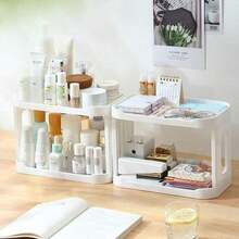 1 Piece Two-Tier Office Organizer Shelf, Used As A File Box Or Spice Rack Or Bathroom Surface Organizer, Gift For Teachers, Peers, And Friends, White Color - White - View 7