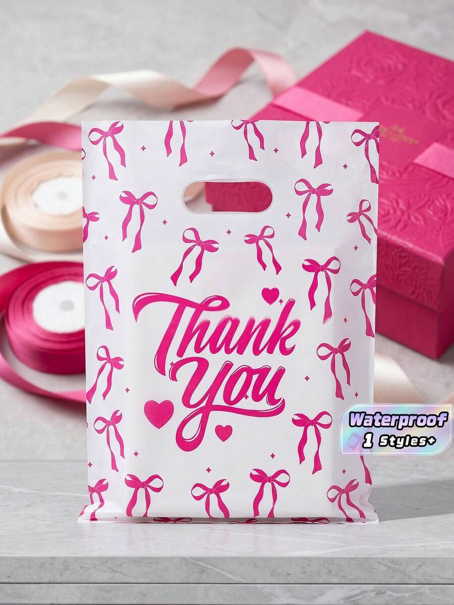 100pcs Disposable Plastic Carry Handle Merchandise Bags, Multipurpose Gift Pouches For Jewelry Store Clothing Shop Birthday Gift Packing - multicolor - View 1