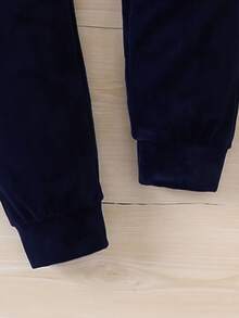 SHEIN Elladie kids Setelan Kasual Sehari-hari 2 Potong untuk Anak Perempuan: Atasan Lengan Panjang Berkerudung dan Celana Motif Kupu-kupu - Navy Blue - View 11