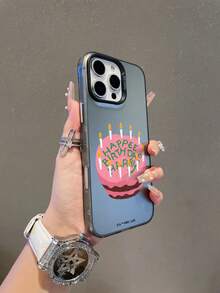 HARRY POTTER X SHEIN Harry Potter 粉色蛋糕圖案黑色防摔抗震手機殼，適用於 iPhone 13/14/15/15 Pro/16/16 Pro/17 Pro，熱門流行款 - 彩色 - 查看 9