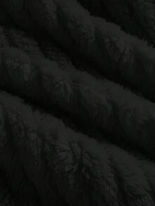 青少年女孩秋冬白色紋理雙面保暖內裡加厚百搭居家休閒長褲 - 黑色 - 查看 4