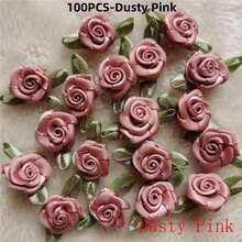 Rosas artificiales de satén hechas a mano, apliques de tela con rosetas para decoración de boda, manualidades y accesorios de costura - Multicolor - Ver 11