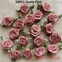 Rosas artificiales de satén hechas a mano, apliques de tela con rosetas para decoración de boda, manualidades y accesorios de costura - Multicolor - Ver 21