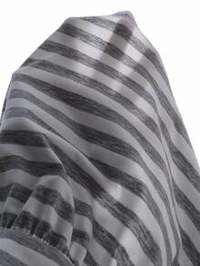 1pc Women's/Teen Girls Casual Summer Fitted Striped Camisole, Stretchy, Slim, Off, Ruched, Cropped - Grey - View 6