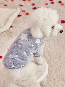 PETSIN 1 Pc Pet Grey Star Print Fleece Warm Crew Neck Sweatshirt For Dogs, Autumn/Winter - Multicolor - View 8