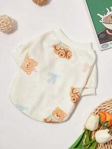 PETSIN 1 Pc Cute Scarf Bear Bow Printed Pet Autumn/Winter Thick Flannel Pet Warm Clothes - Multicolor - View 9