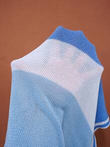 Manfinity Dauomo Men's Colorblock Casual Versatile Daily Wear Knit Top - Blue - View 5