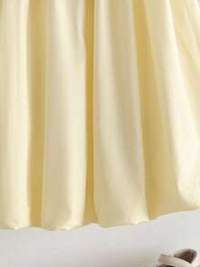 Cozy Pixies Gaun Bayi Perempuan Tanpa Lengan dengan Hiasan Pita Besar dan Leher Bulat - Mustard Yellow - View 6