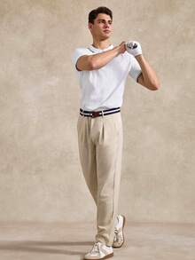 Golf Men's Contrast Color Button Half-Placket Short Sleeve Polo Shirt, Business & Formal Occasions - White - View 9