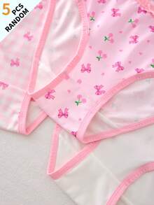 Teen Girls Minimalist Fashion Bow Series Comfortable 5-Piece Set Triangle Panties - Multicolor - View 4