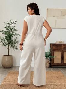 Weeklong Plus Size Knot Design Jumpsuit Fall - Apricot - View 2
