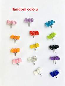 40 Assorted Cute Cartoon Resin Teddy Bear Thumbtacks, Suitable For Corkboards, Photo Walls, Decorative Maps, And More; Ideal For Schools, Homes, And Offices - Multicolor - View 2