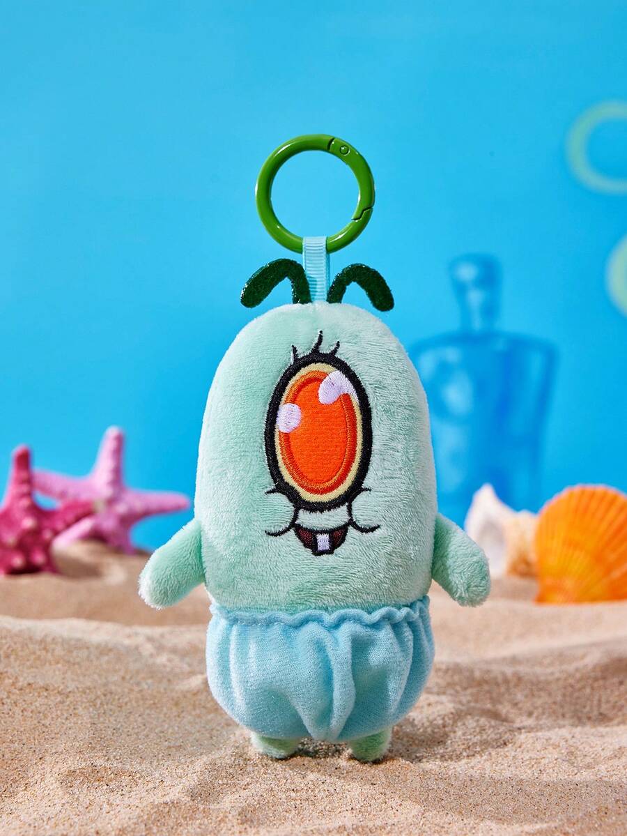 SpongeBob SquarePants | POKOJA LAND 1個 X POKOJA LAND 3D 絨毛吊飾鑰匙圈,藍綠色單眼魚形狀,趣味搞怪設計,可掛在包包、鑰匙、書包上,生日或週年紀念的有趣禮物 - 綠色 - 查看 1