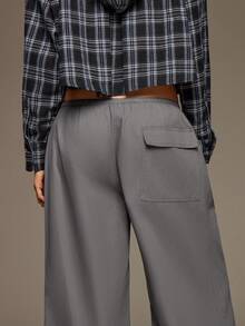 BAD SUNDAY Women's Autumn All-Match Drawstring Wide Leg Long Pants, Versatile Street Dance Y2K Casual Streetwear Formal Everyday Work Charcoal Gray - Grey - View 7