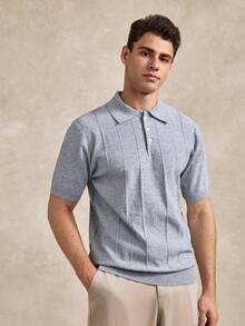 Golf Men's Short Sleeve Button Knit Top Suitable For Sports Basic Vintage And Outdoor Golf White - Light Grey - View 4