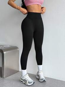 Dewbera Dewbera Women's Solid Color High Waist Leggings Equestrian Riding Pants - Black - View 5