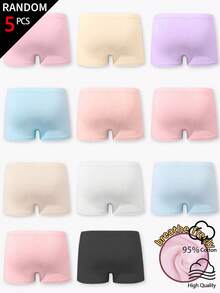 SHEIN Random 5 Pcs Girls' Solid Color Minimalist Cotton Briefs, Suitable For Young Girland Students Autumn Fall - Multicolor - View 2