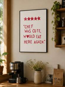 1pc Cute Kitchen Wall Art Print – Minimalist Red Chef Heart Canvas Poster, 40x50cm/15.7x19.7in For Kitchen Living Room Decor, Gift (Unframed) - multicolor - View 5