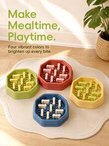PETSIN 1PC Octagonal Detachable Bone Pillar Slow Feeder Pet Bowl / Thick Smooth Food PP Plastic Multi Macaron Solid Color Raised Anti-Slip Dot Bottom Removable Bone Shaped Partition Blocks - standard - View 8