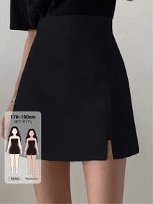 Dazy Tall Women's Small Slit Design Sexy Casual Skirt Fall - Black - View 1