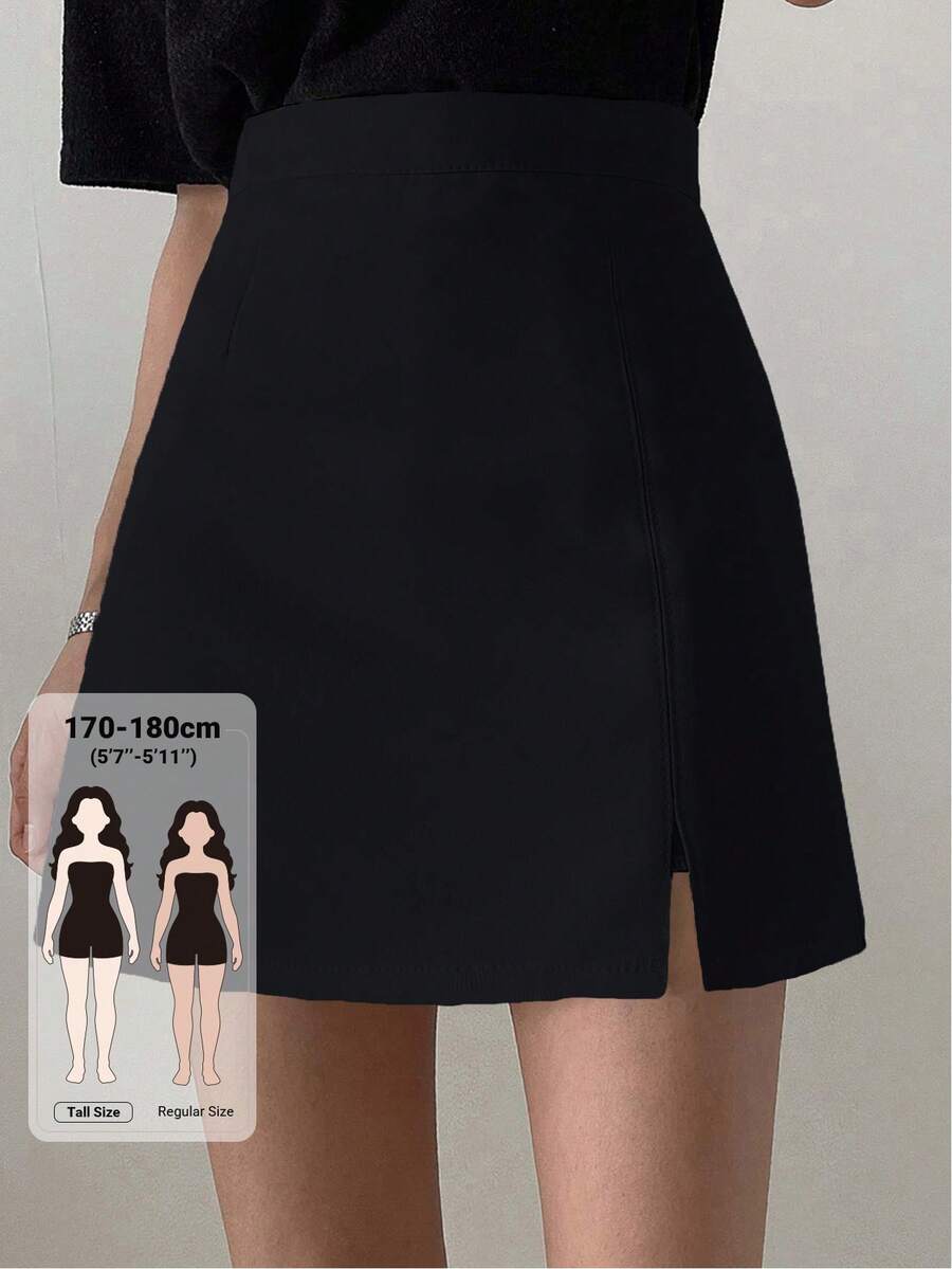 Dazy Tall Women's Small Slit Design Sexy Casual Skirt Fall - Black - View 1