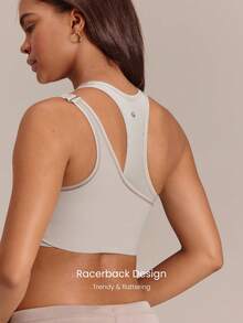 GLOWMODE Double Glow Waist-Length Two-Tone Reversible Tank Top With Removable Cups Daily Casual - Khaki - View 5