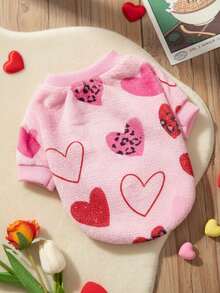 PETSIN 1 Pc Warm Dog/Cat Fleece With Pink Leopard Print Heart Pattern, Suitable For Pets - Multicolor - View 6